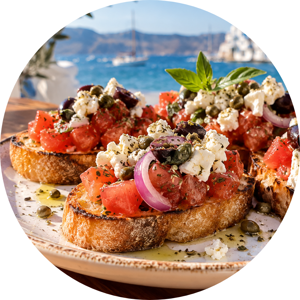 HOME greek island bruschetta by the sea modified